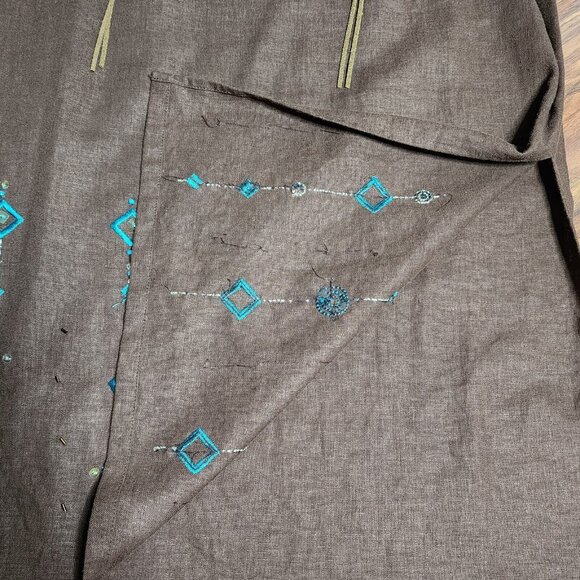 REQUIREMENTS Petite Solid All Brown Embroidered Beaded Skirt Set Womens PM - Picture 11 of 11